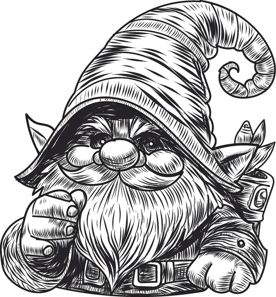 hand drawn gnome art design vector