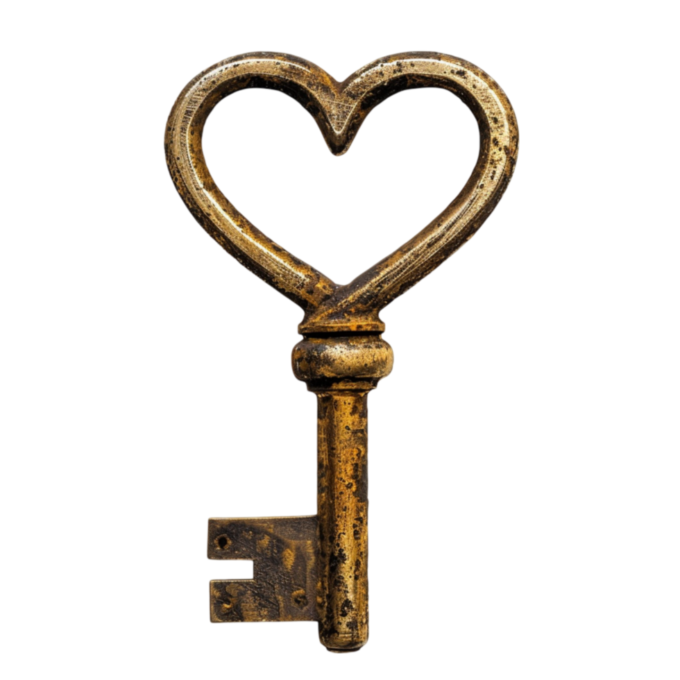 Gold Heart Key,Ancient Keys Isolated Ancient png