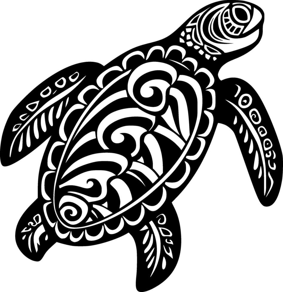 Turtle, Black and White illustration vector