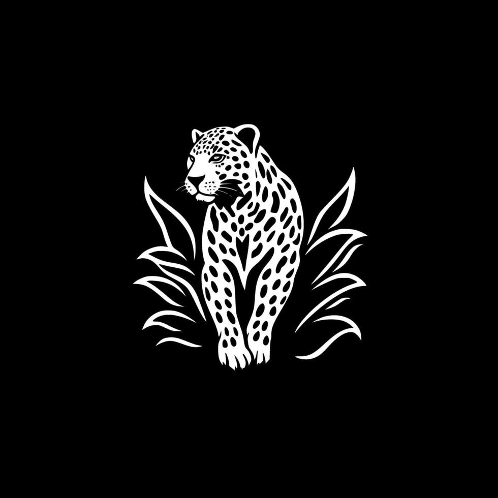 Leopard - Black and White Isolated Icon - illustration vector