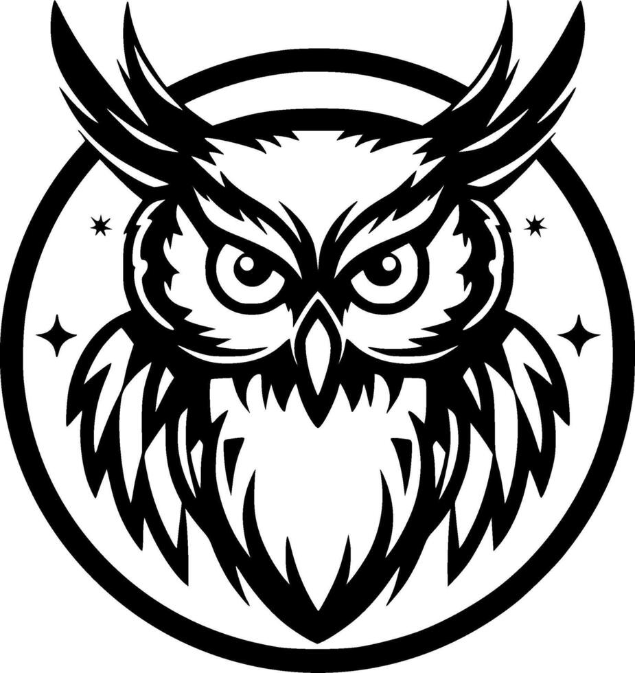 Owl Baby - Black and White Isolated Icon - illustration vector