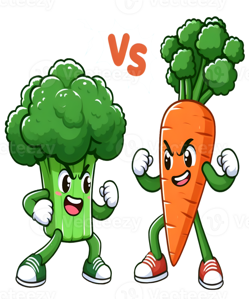 Broccoli vs Carrot Cartoon png