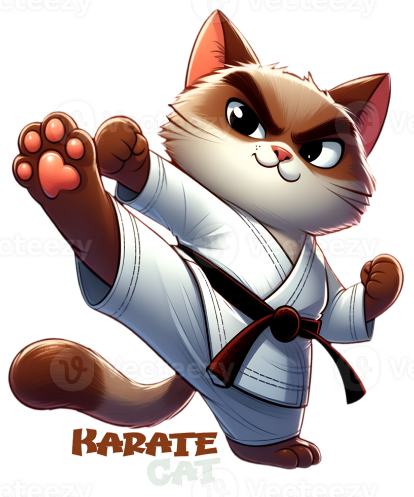 Karate cat cartoon character png