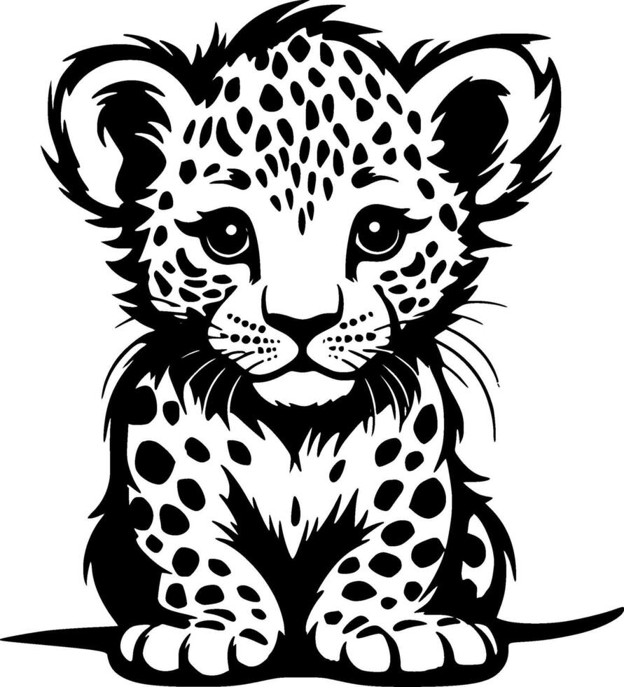 Leopard Baby, Minimalist and Simple Silhouette - illustration vector