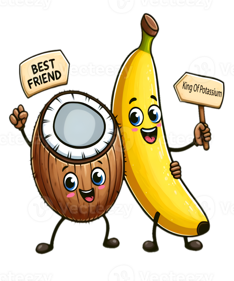 Funny banana with coconut png