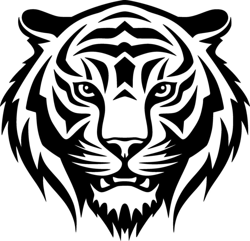 Tiger - Black and White Isolated Icon - illustration vector