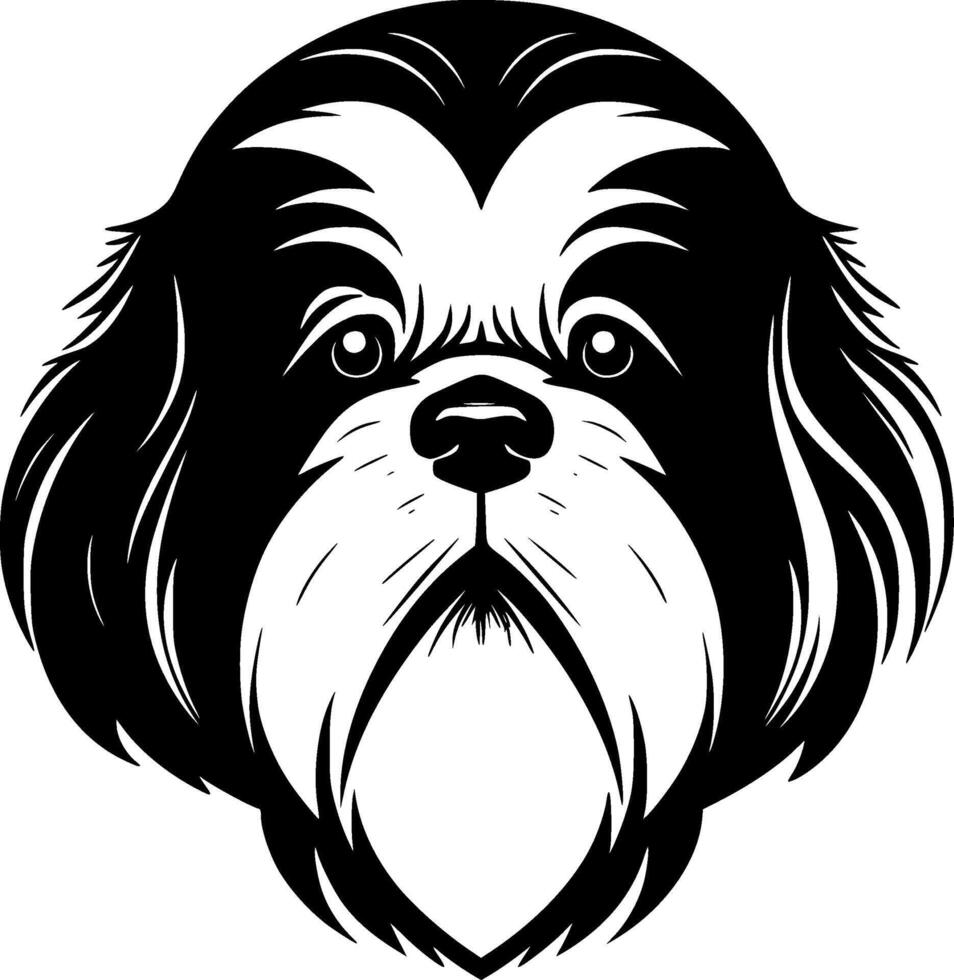 Shih Tzu - Black and White Isolated Icon - illustration vector