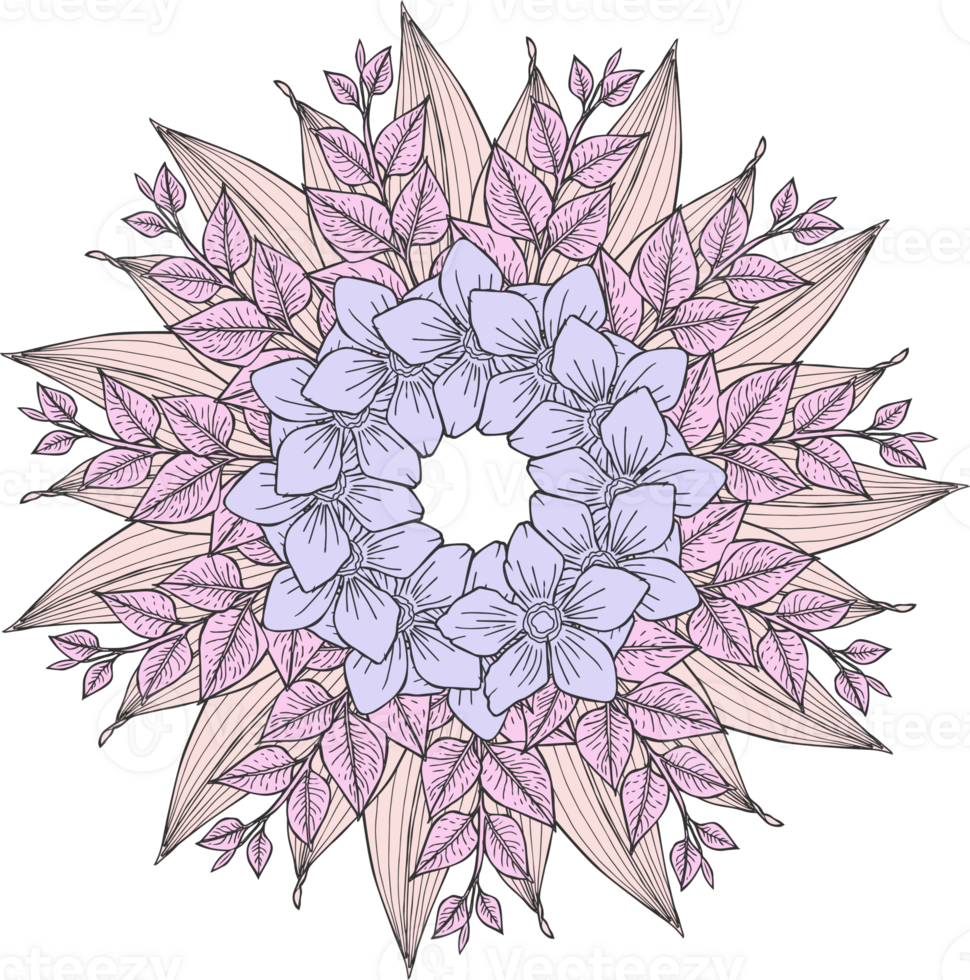 le image dépeint un complexe floral conception dans une mandala ou circulaire modèle. png
