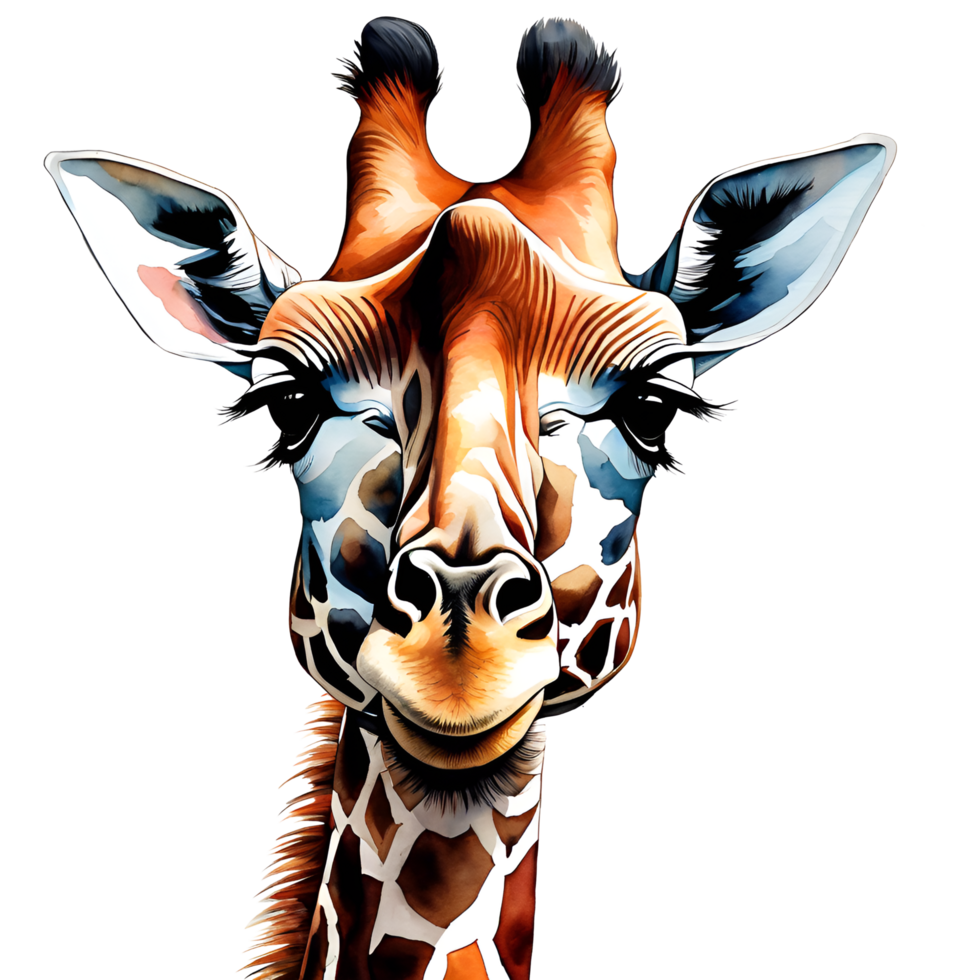 Watercolor and painting cute giraffe. Jungle Animal and wild life Illustration png