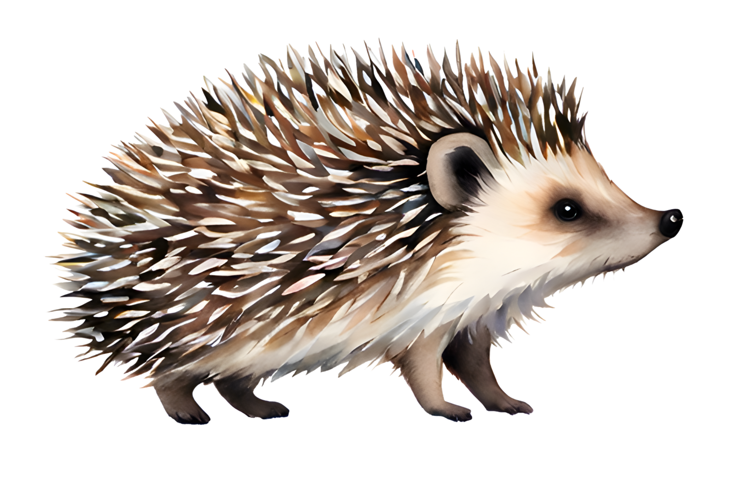 Watercolor and painting cute hedgehog or porcupine. Jungle Animal Illustration png