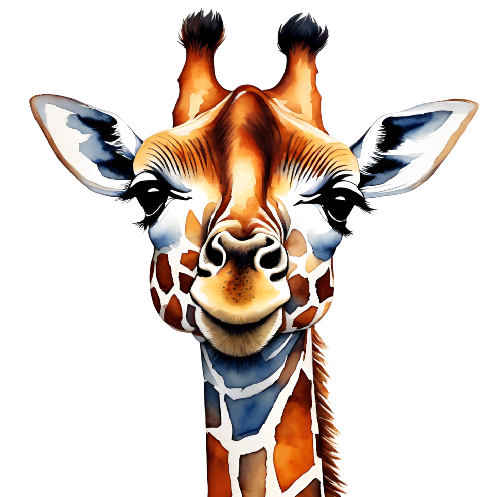 Watercolor and painting cute giraffe. Jungle Animal and wild life Illustration png