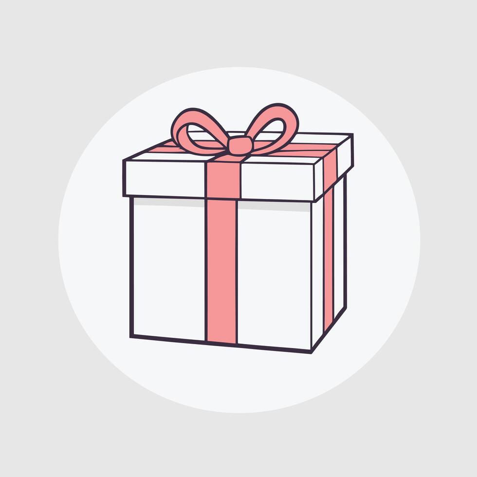 Gift box with ribbon flat cartoon illustration design vector