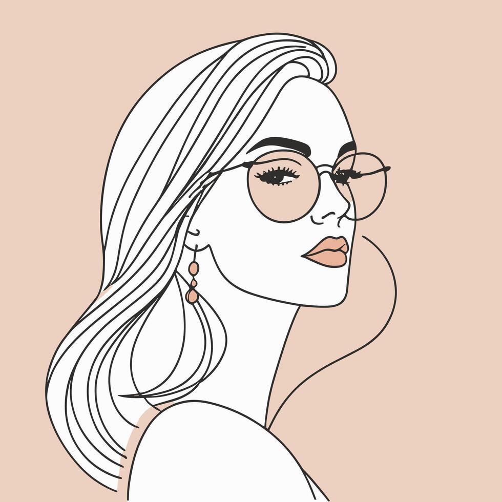 Woman line art portrait illustration design vector