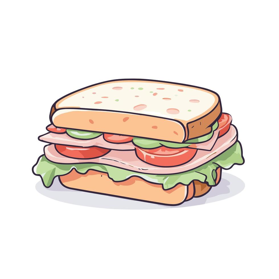 Delicious cartoon sandwich illustration design vector