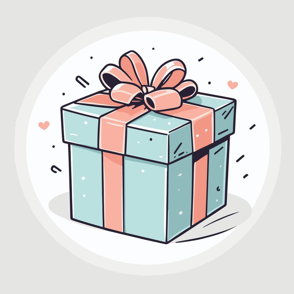 Gift box with ribbon flat cartoon illustration design vector