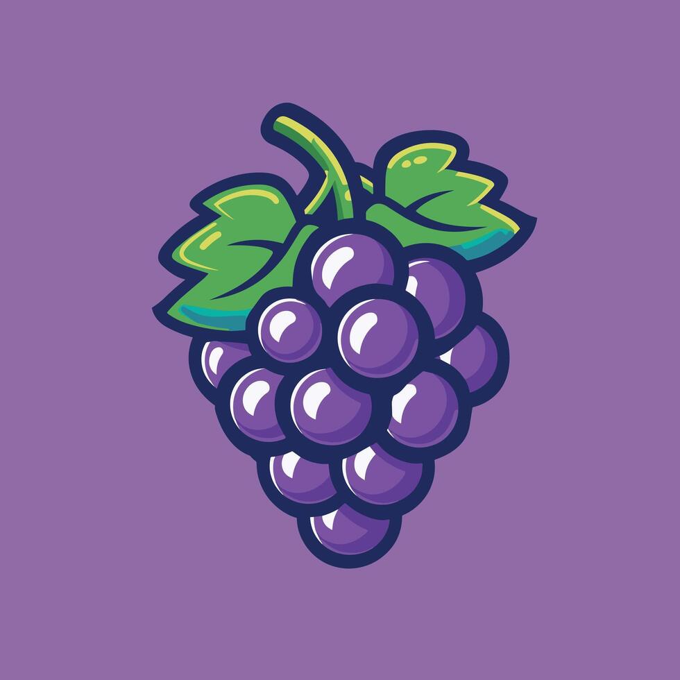 Purple cartoon grape illustration fruit design vector