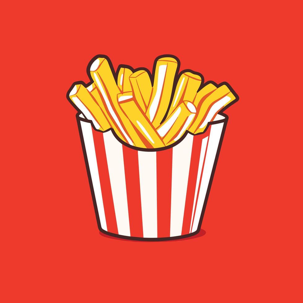 French fries cartoon illustration fastfood concept flat design vector