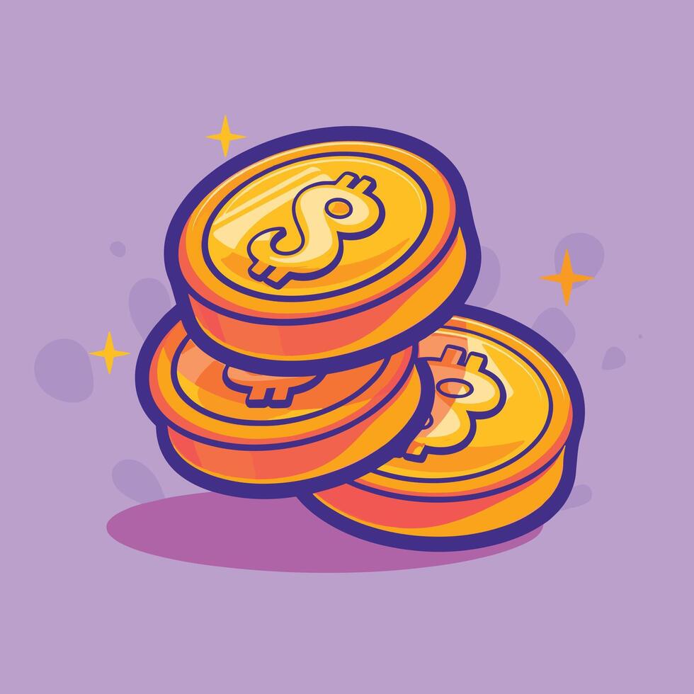 Simple gold coin stack illustration vector