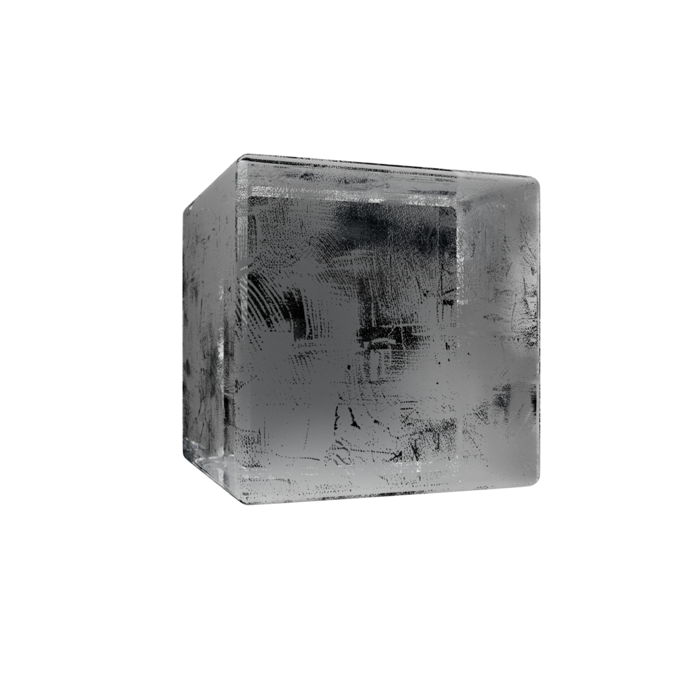Glass cube with scuffs isolated image png