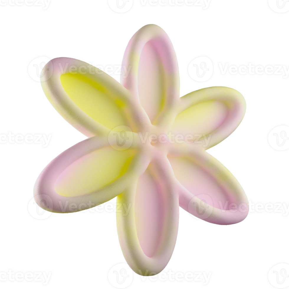 Gradient abstract flower with fabric texture 3d shape png