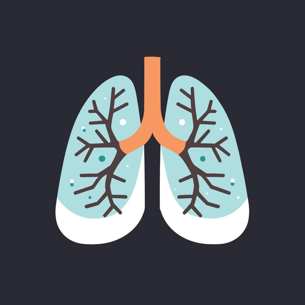 Human lungs anatomy icon illustration flat design vector