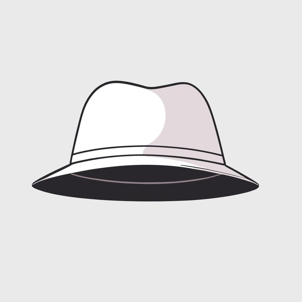 elegante dibujado a mano estilo fedora sombrero ilustración plano diseño vector