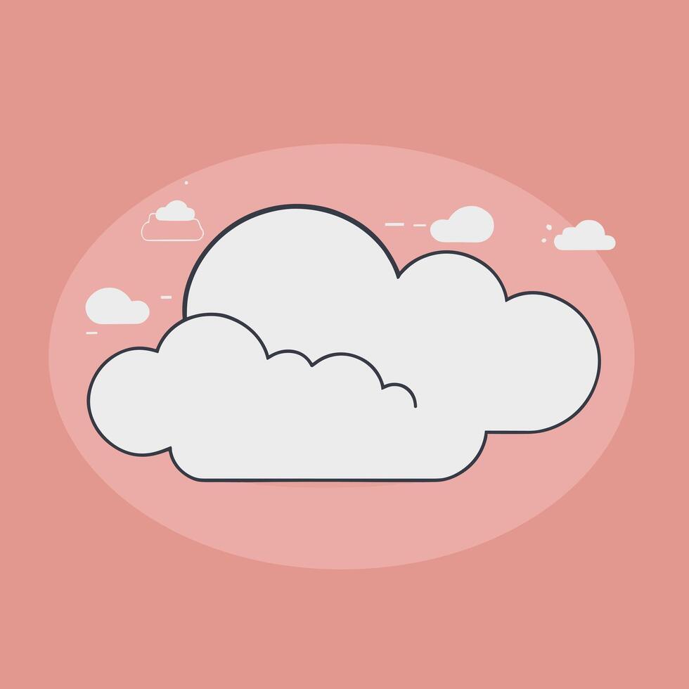 Minimalist illustration of fluffy clouds flat icon design vector