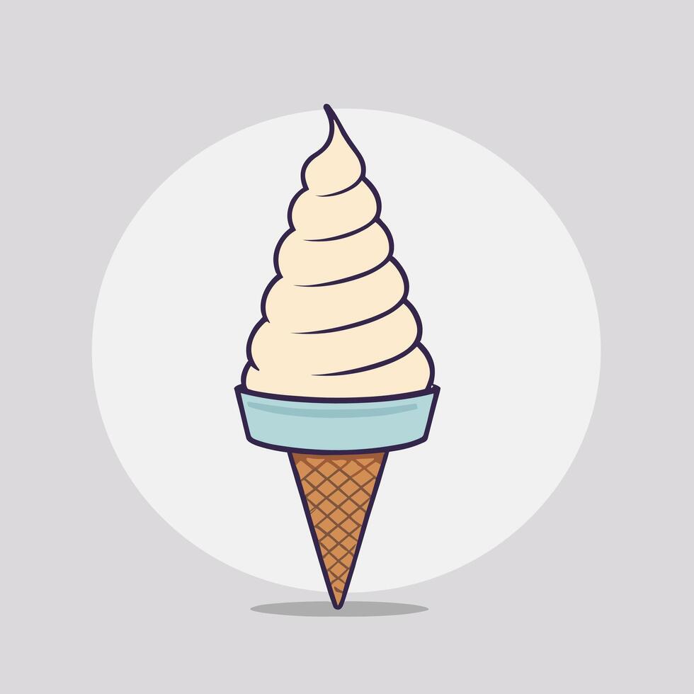 Delicious soft serve ice cream cartoon illustration flat design vector