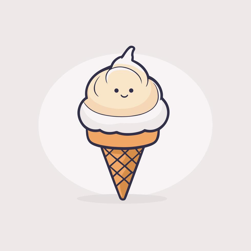 Delicious soft serve ice cream cartoon illustration flat design vector