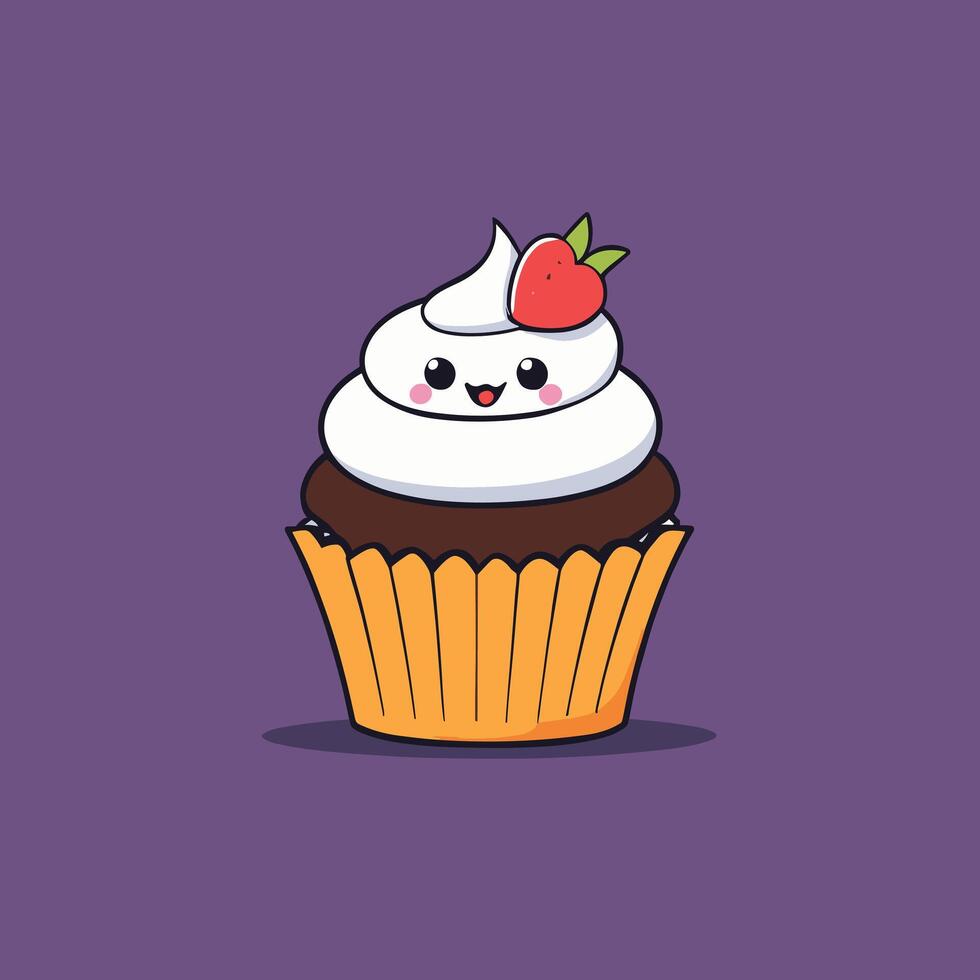 Groovy cupcake cartoon illustration design vector