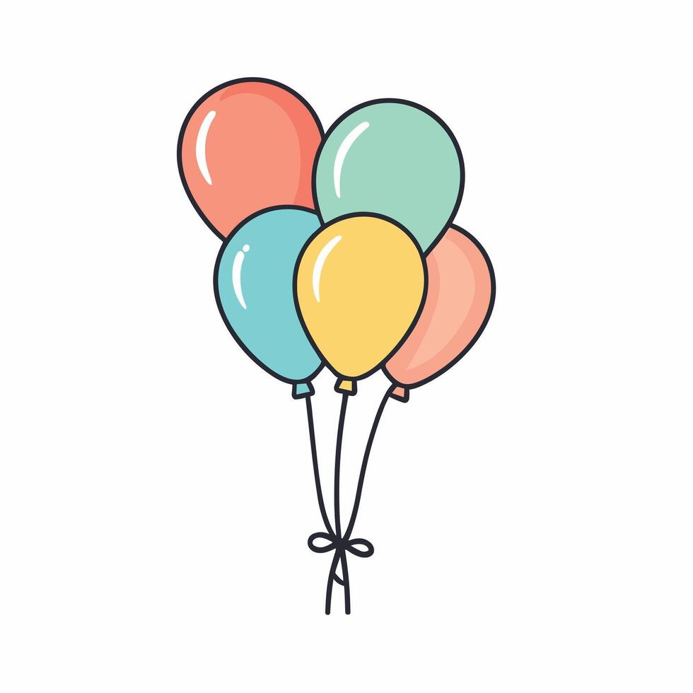 Balloons on a pastel background clip art illustration vector