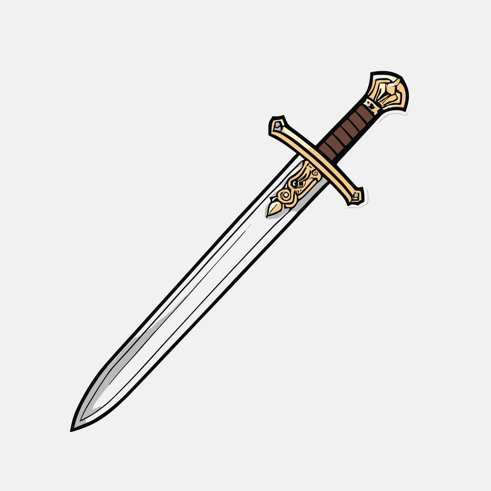 Vintage style illustration of a sword design game item drawing vector