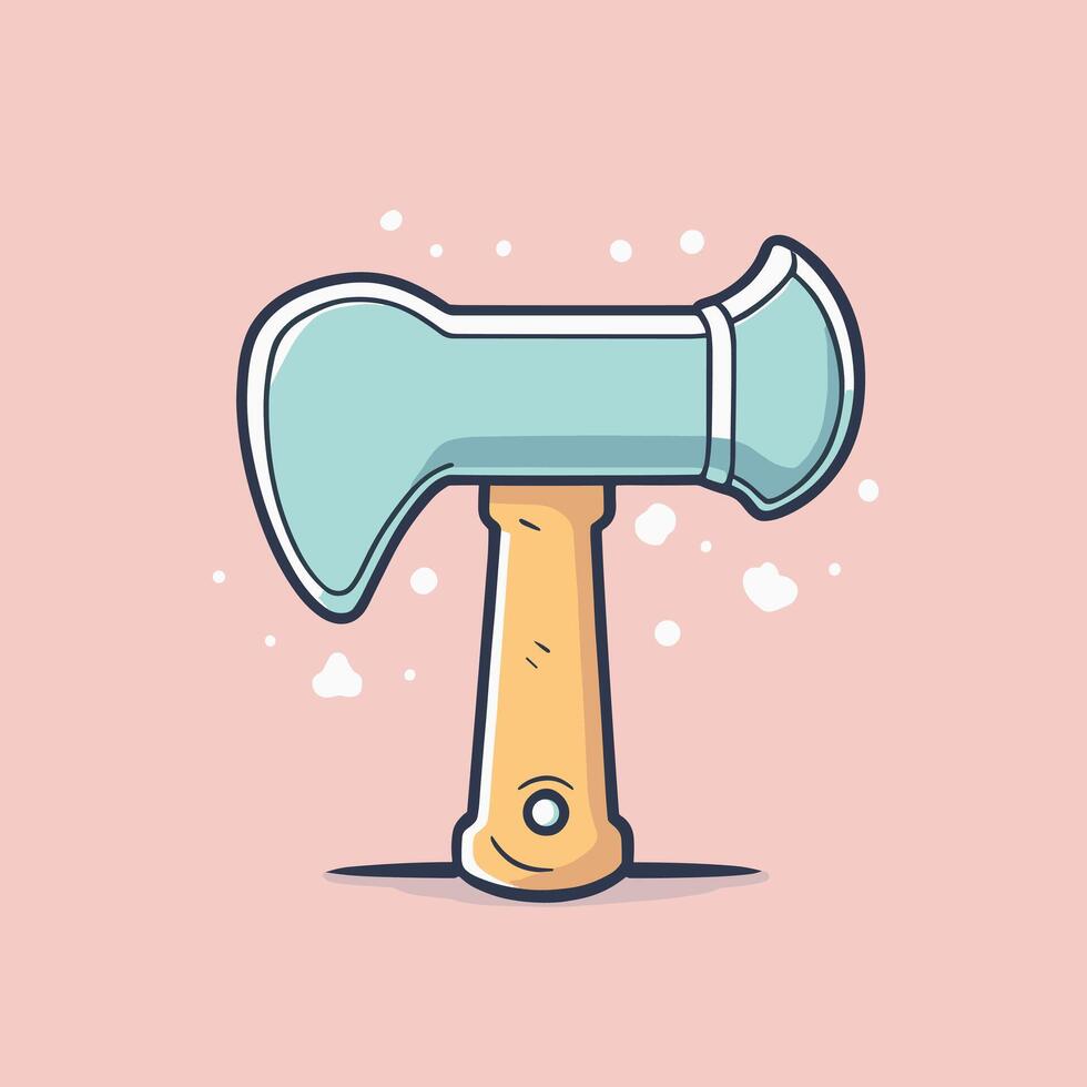 Cartoon illustration of sharp axe vector