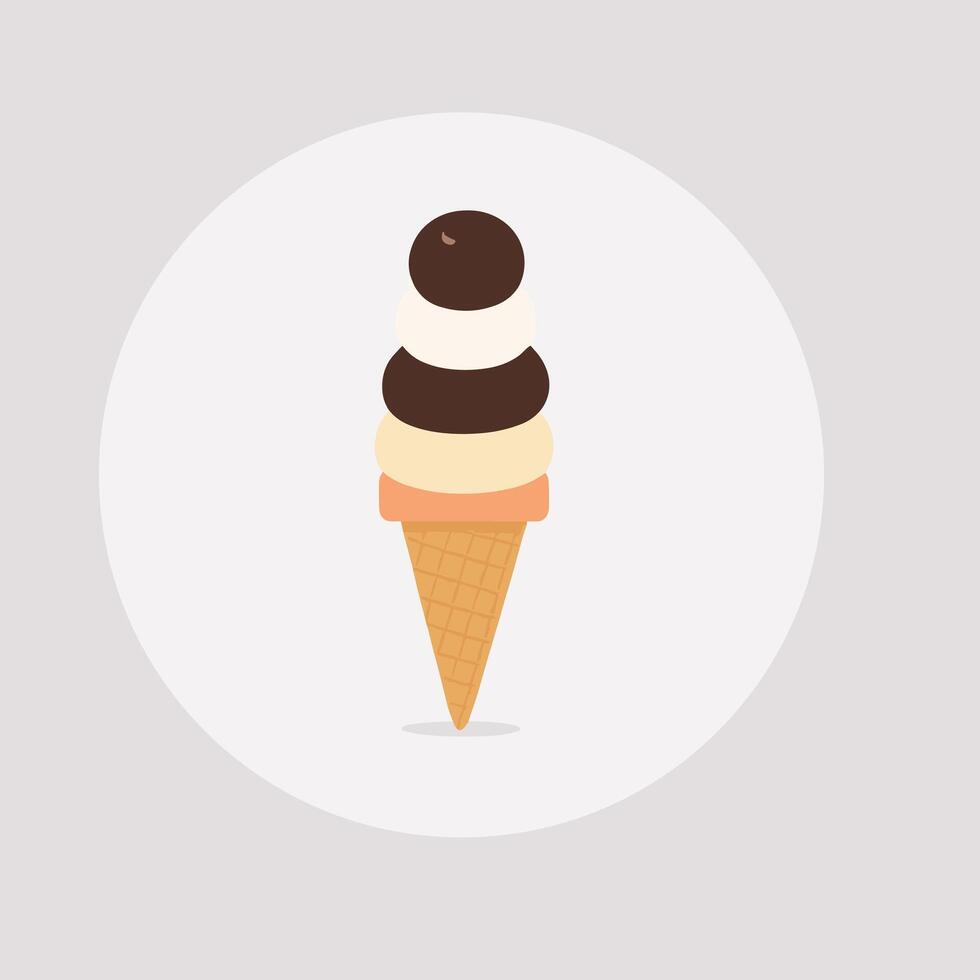 Delicious soft serve ice cream cartoon illustration flat design vector