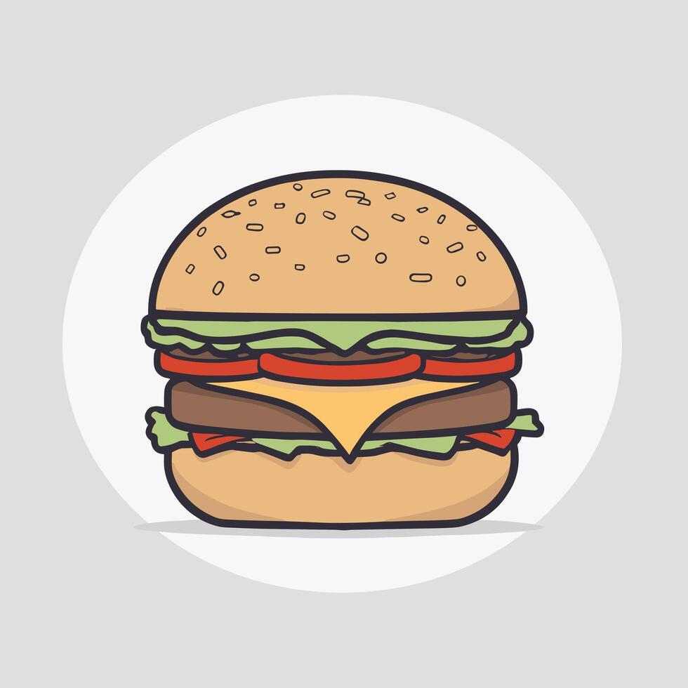 delicioso hamburguesa ilustración plano dibujo vector