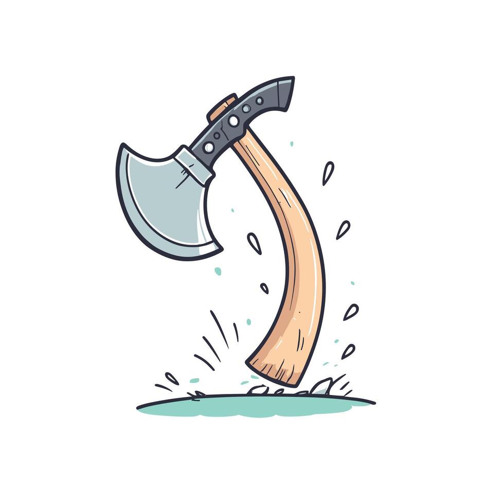 Cartoon illustration of sharp axe vector