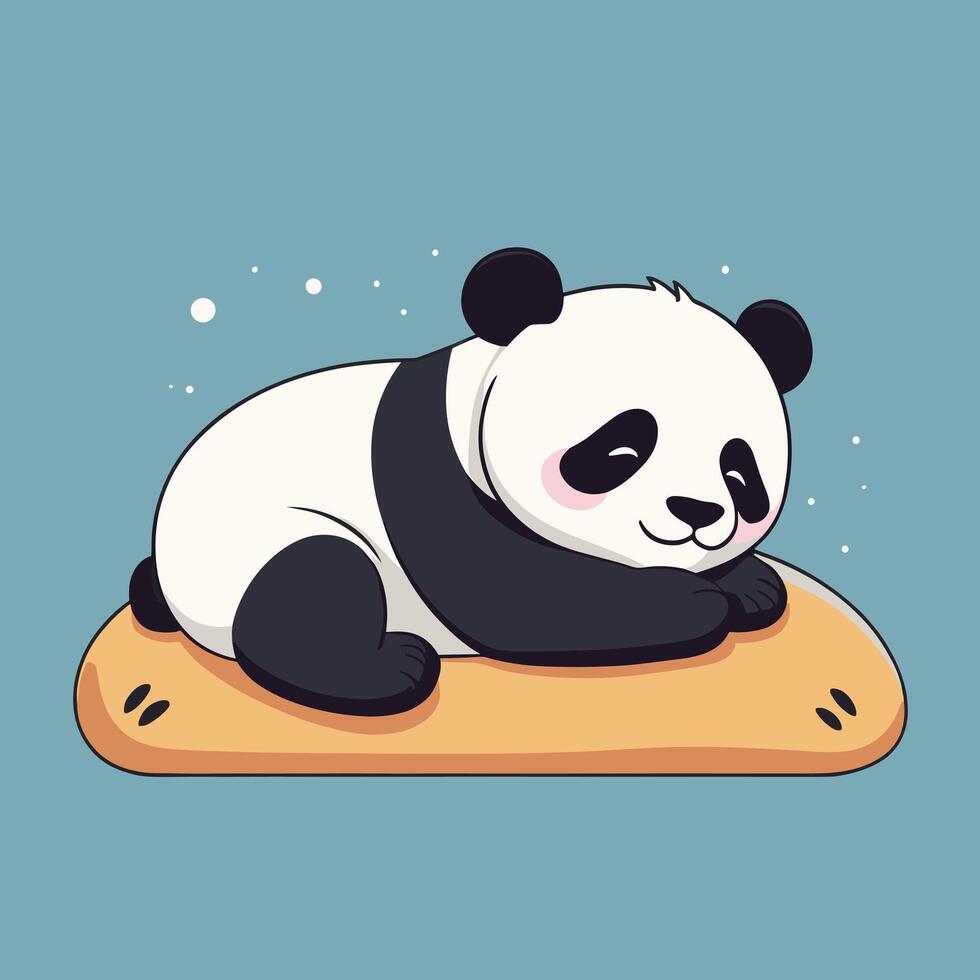 Lazy panda cartoon sleeping lying on the floor vector