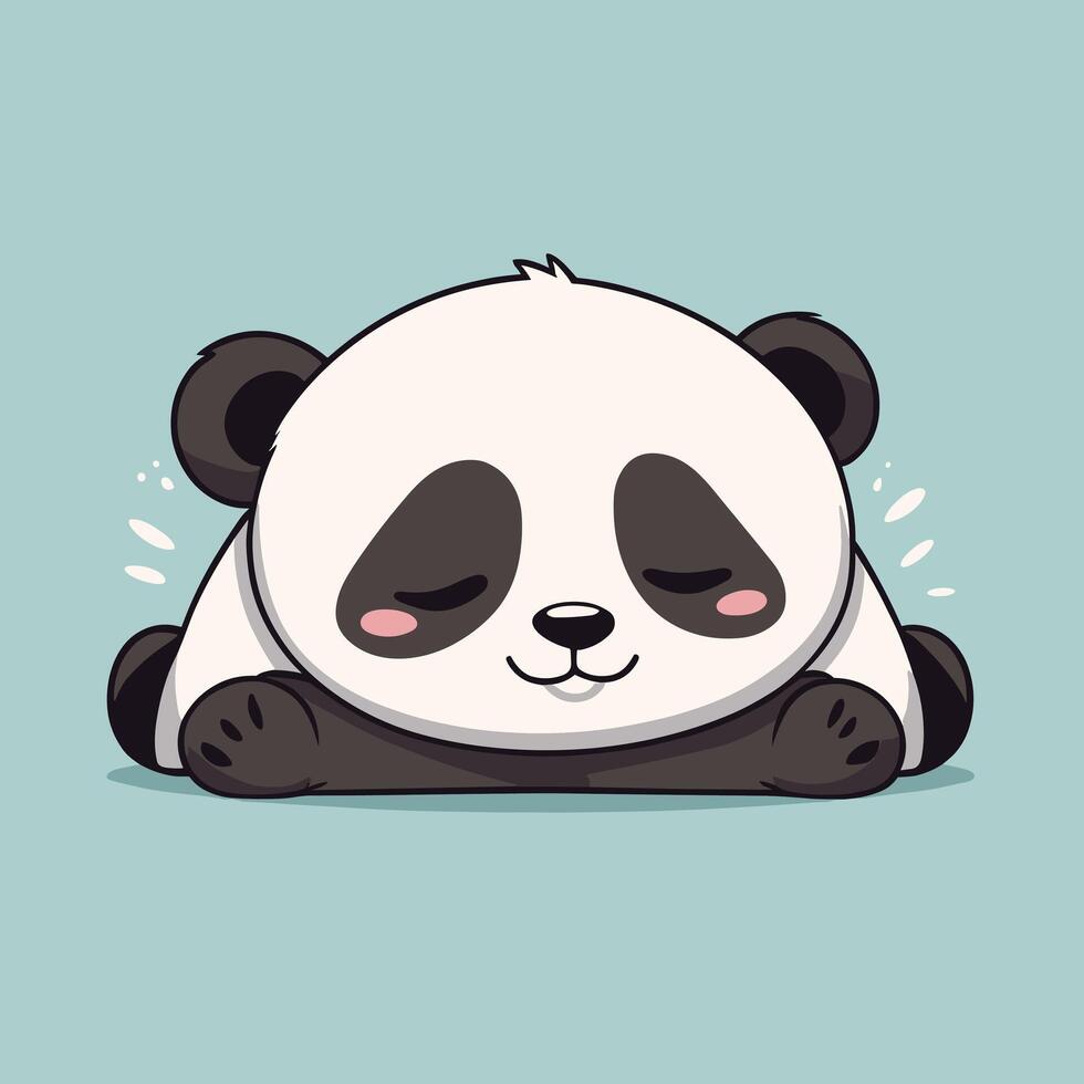 Lazy panda cartoon sleeping lying on the floor vector