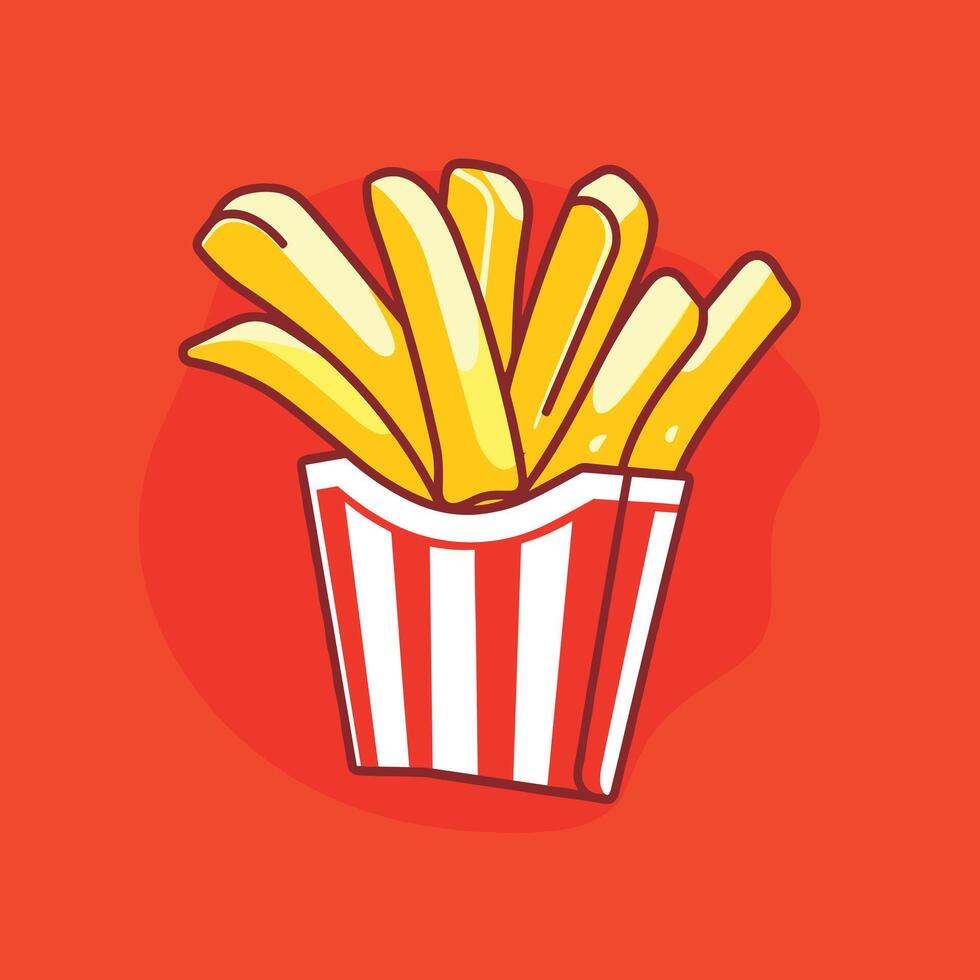 French fries cartoon illustration fastfood concept flat design vector