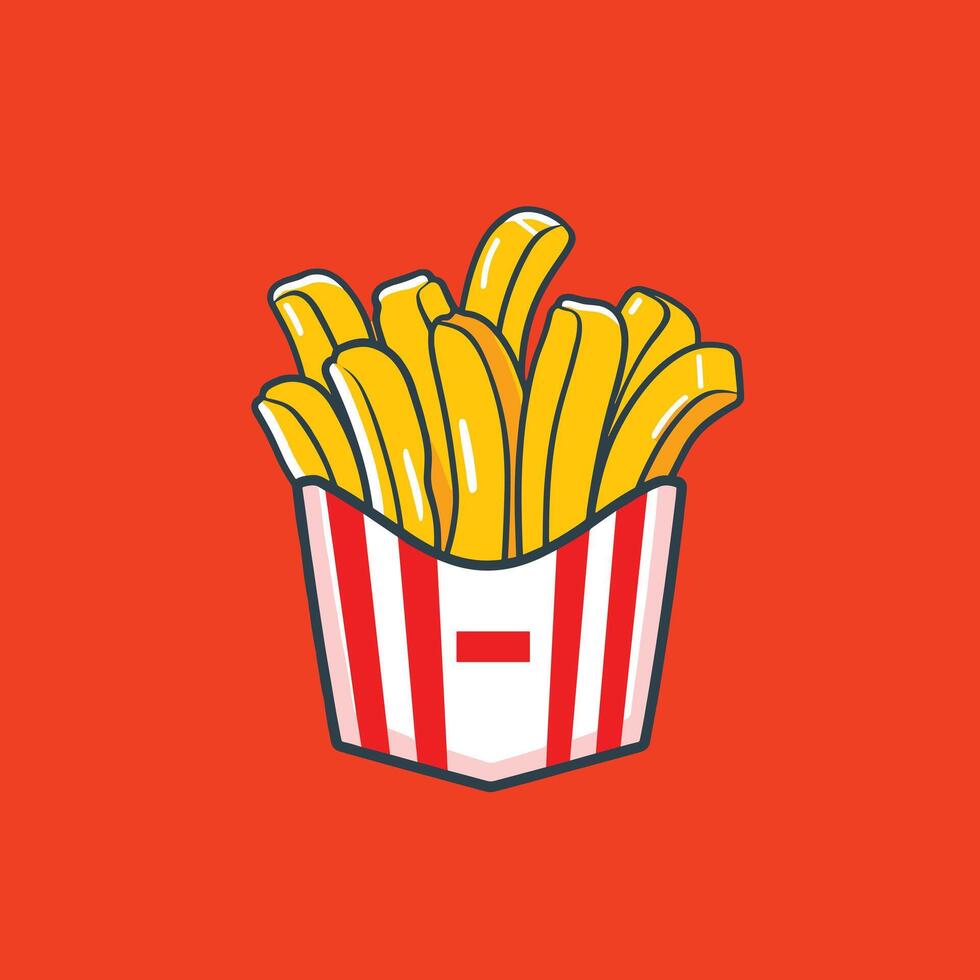 French fries cartoon illustration fastfood concept flat design vector