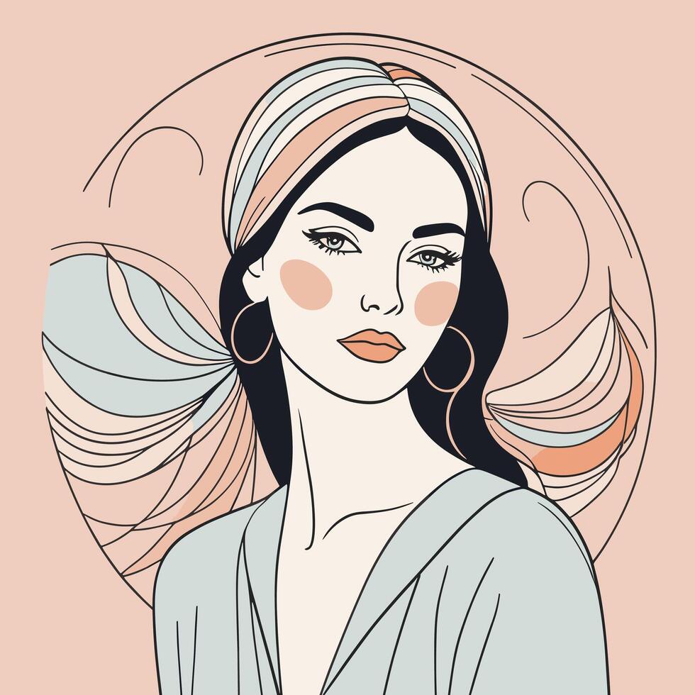 mujer línea Arte retrato ilustración diseño vector