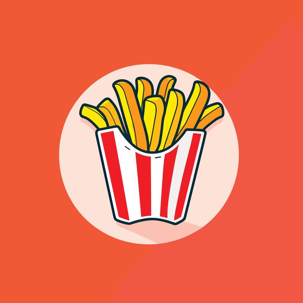 French fries cartoon illustration fastfood concept flat design vector