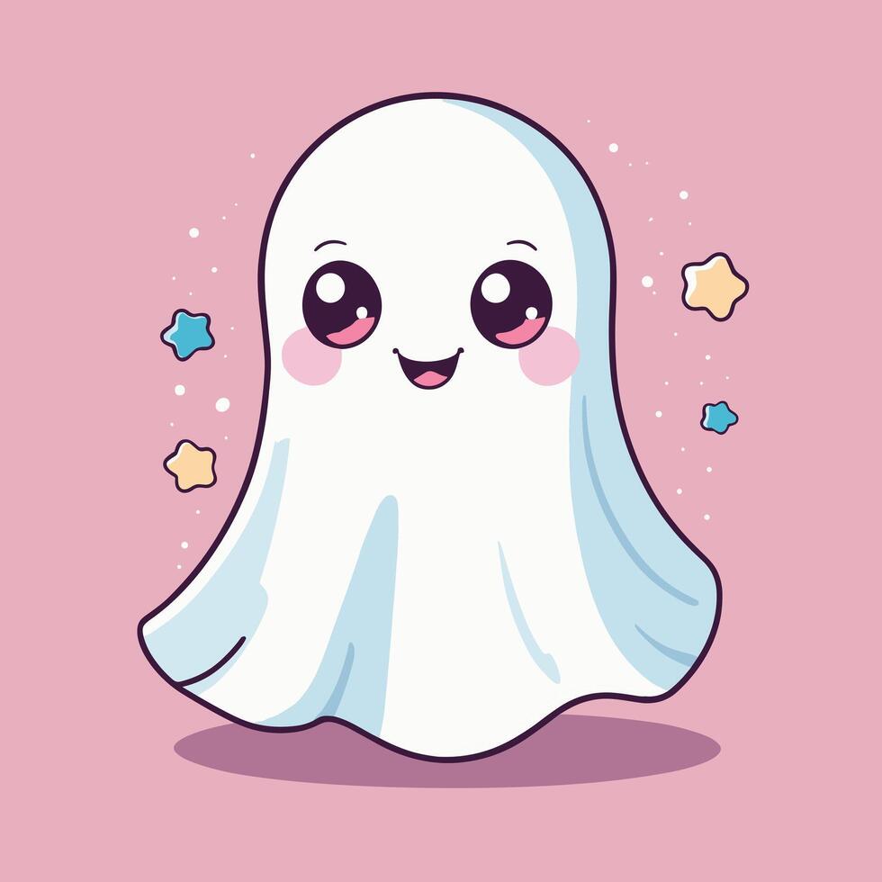 simpático fantasma dibujos animados con un grande sonrisa vector