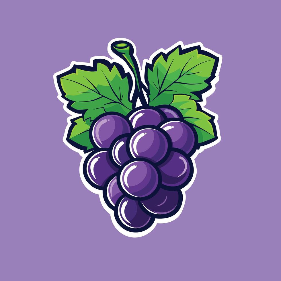 Purple cartoon grape illustration fruit design vector