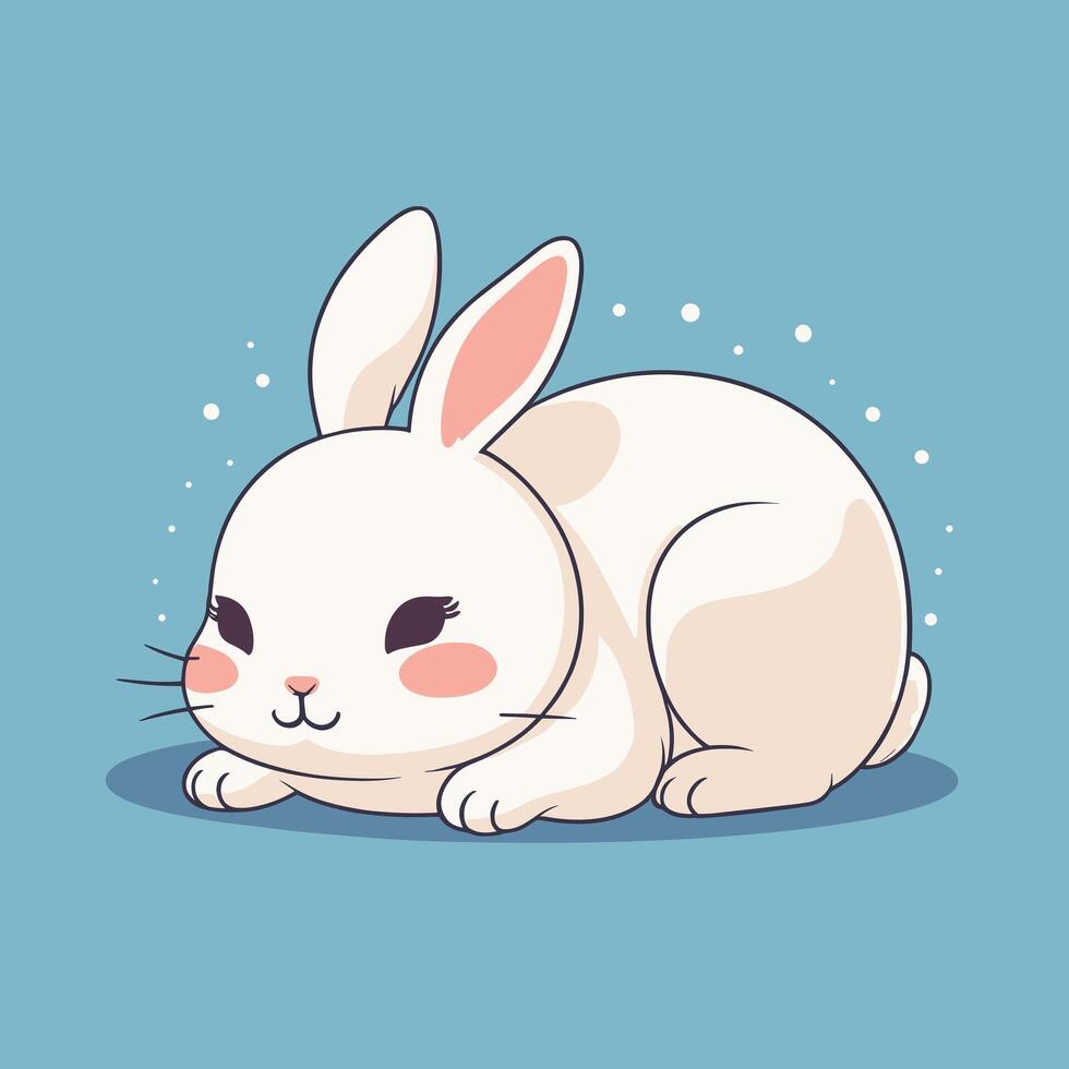 Adorable cartoon bunny lying down resting vector