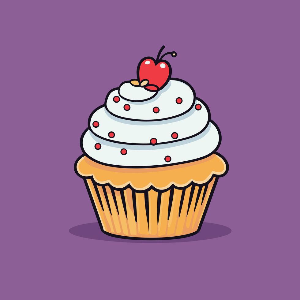 Groovy cupcake cartoon illustration design vector