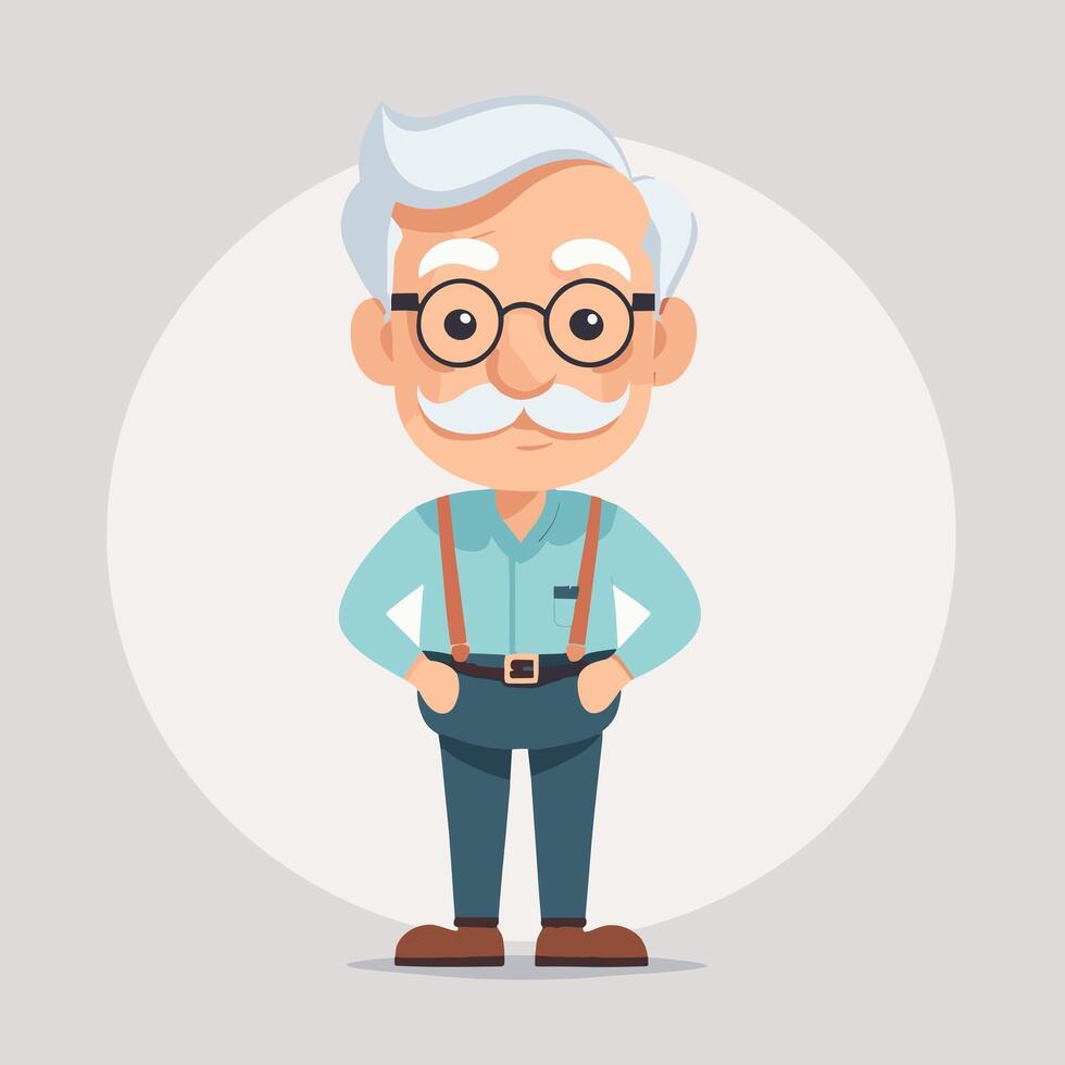 Cute grandpa cartoon illustration vector