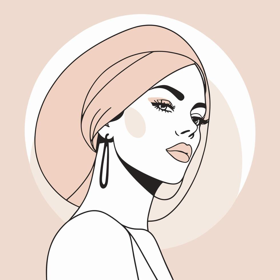Woman line art portrait illustration design vector
