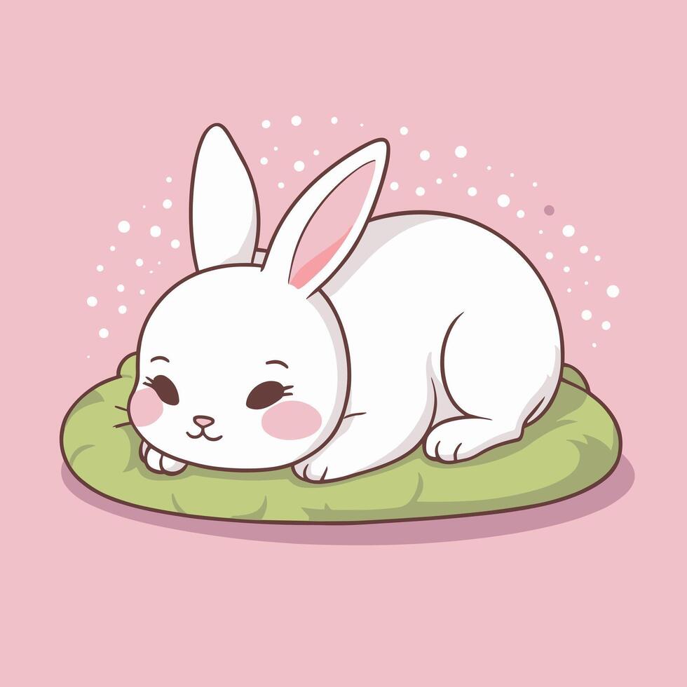 Adorable cartoon bunny lying down resting vector