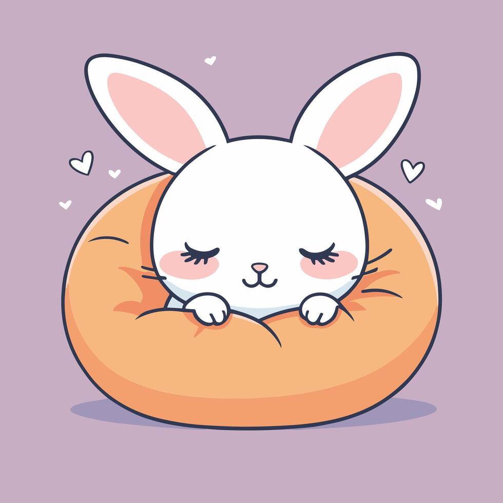 Adorable cartoon bunny lying down resting vector